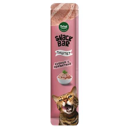 Лакомство для кошек Triol Snack Bar 40г паштет из курицы с креветкой