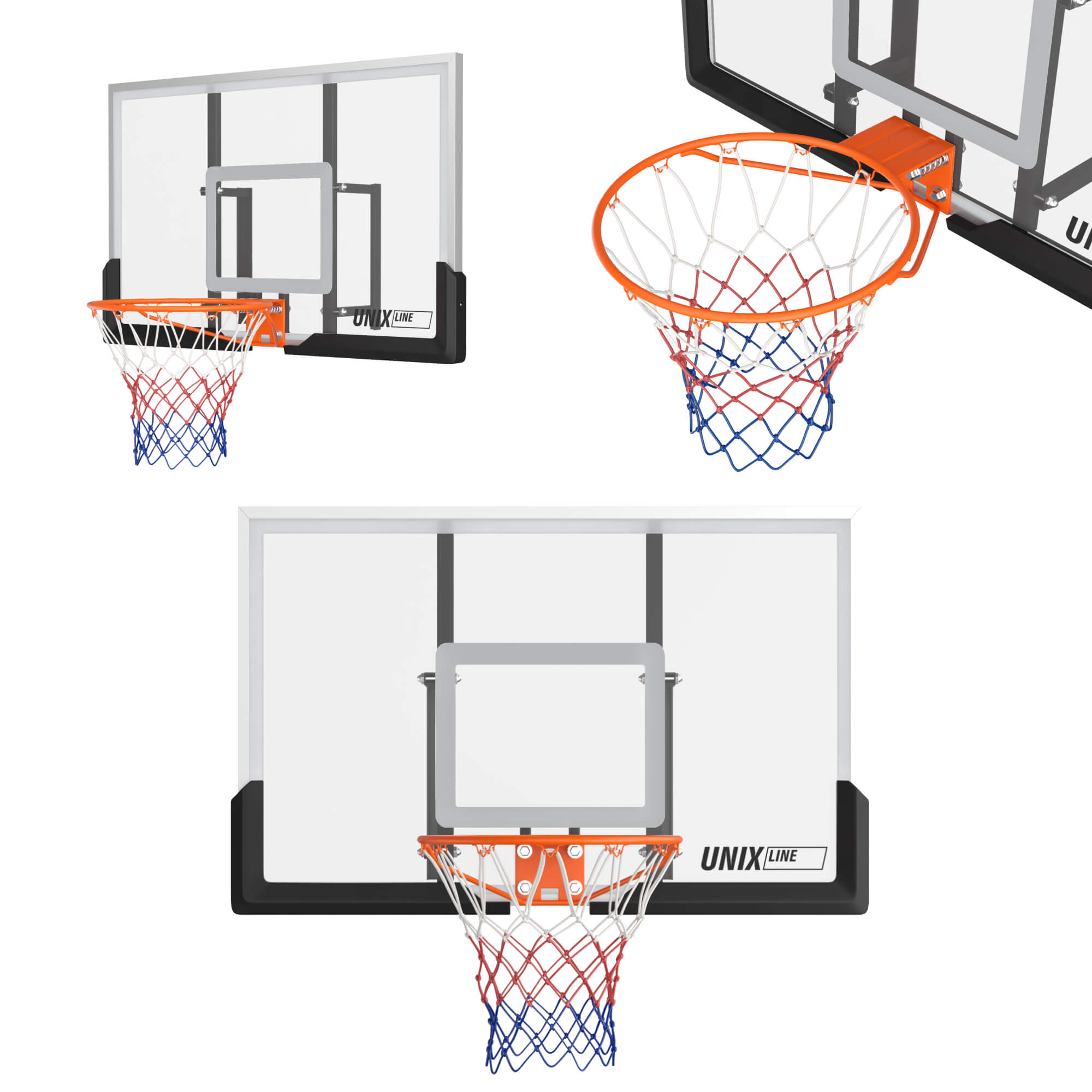 Баскетбольный щит UNIX line из поликарбоната в стальной раме B-Backboard Square диаметр кольца R45 - фото 16