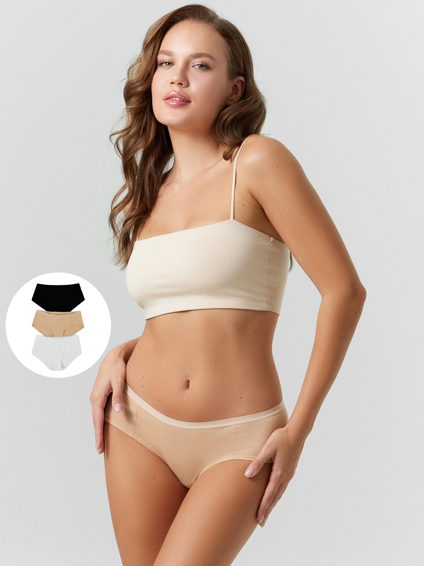 Трусы 3 шт Mark Formelle (Марк Формэль) 412263-3/бежевая полоска +молочный шоколад +корица - фото 1