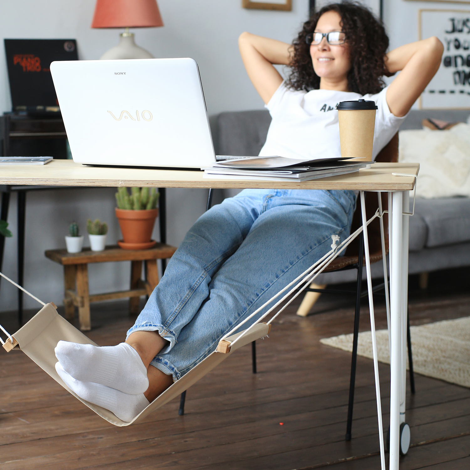 Гамак для ног под рабочий стол FooT beige - фото 4