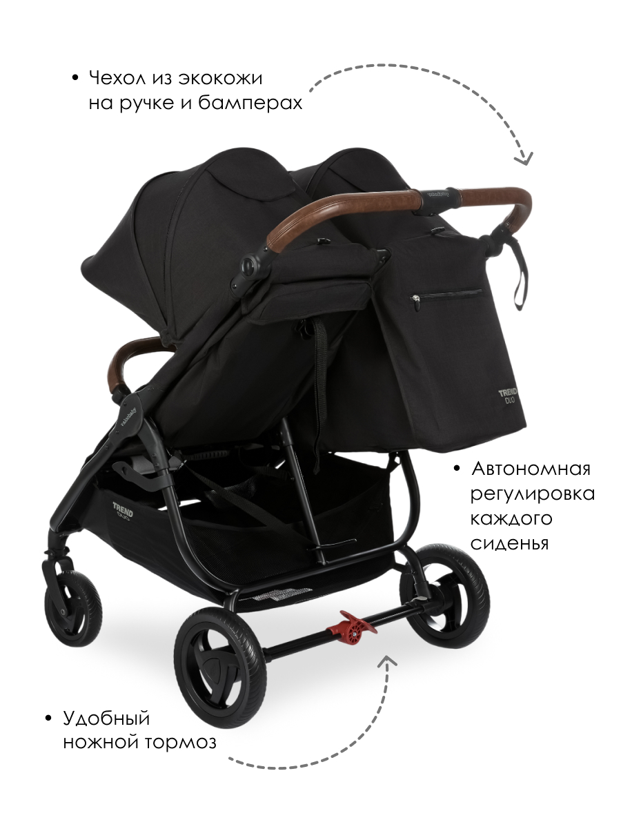Коляска прогулочная для двойни Valco baby Snap Duo Trend / Night черный - фото 5