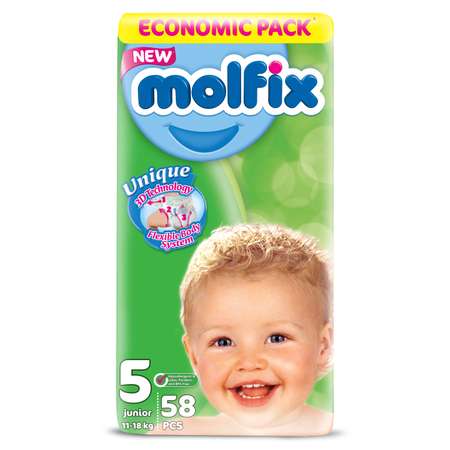 Подгузники Molfix 5 (11-18 кг) 58 шт.