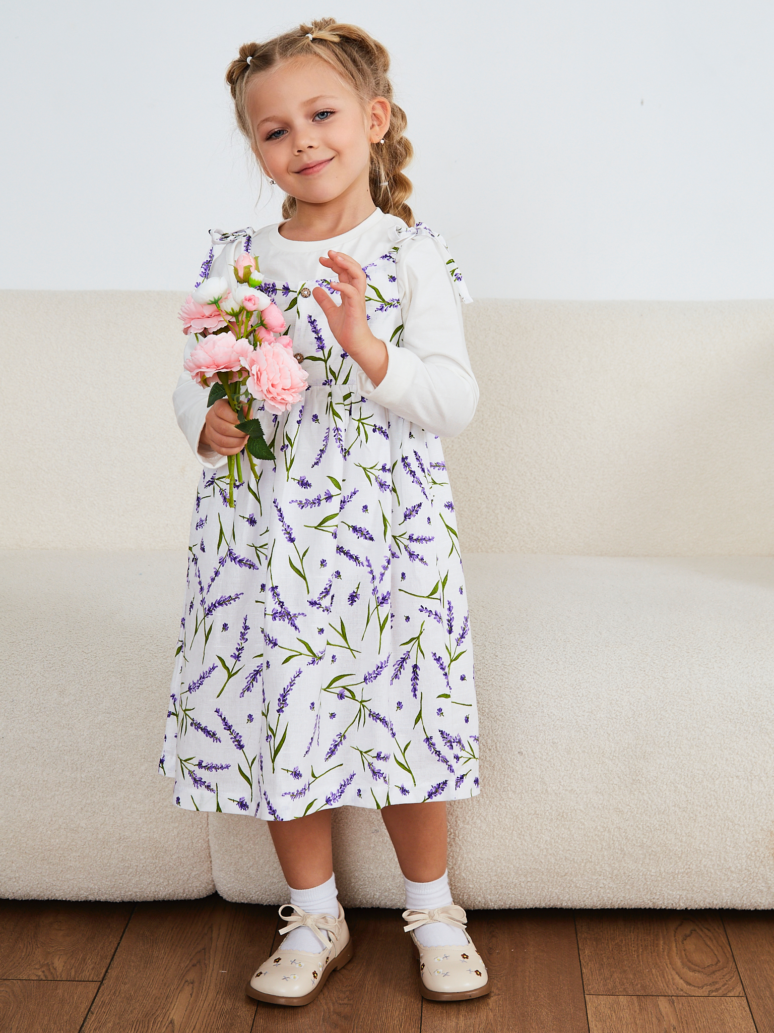 Сарафан MOUN сарафан_девочки_лаванда.бел - фото 1