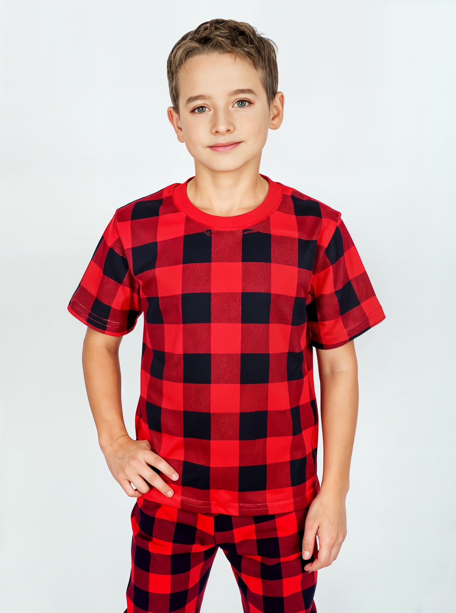 Пижама KiMMi co К-1408827/1 красный_клетка - фото 3
