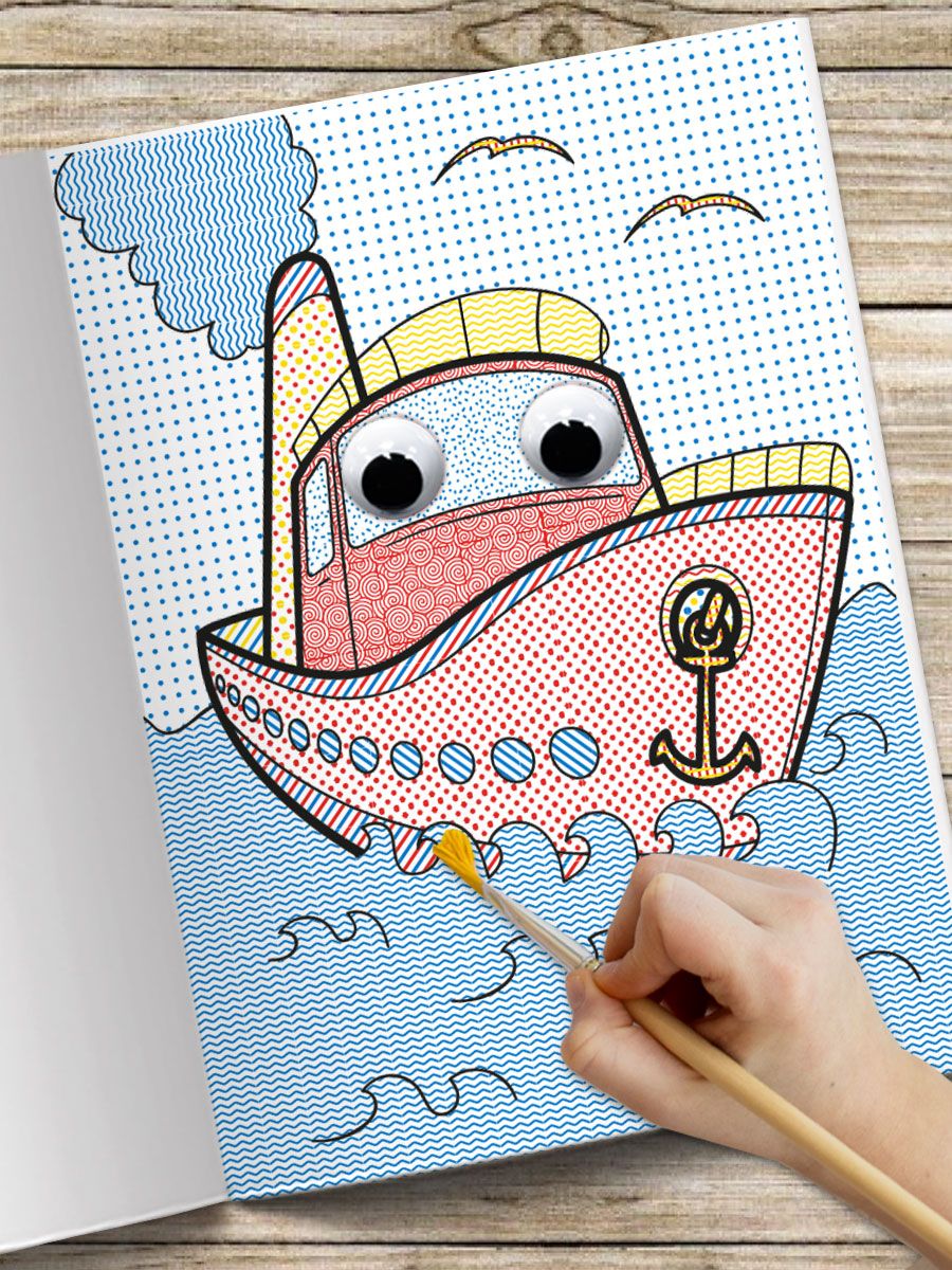 Раскраска Проф-Пресс водная с глазками комплект из 2 шт по 8 листов А5 Транспорт+Динозавры - фото 7