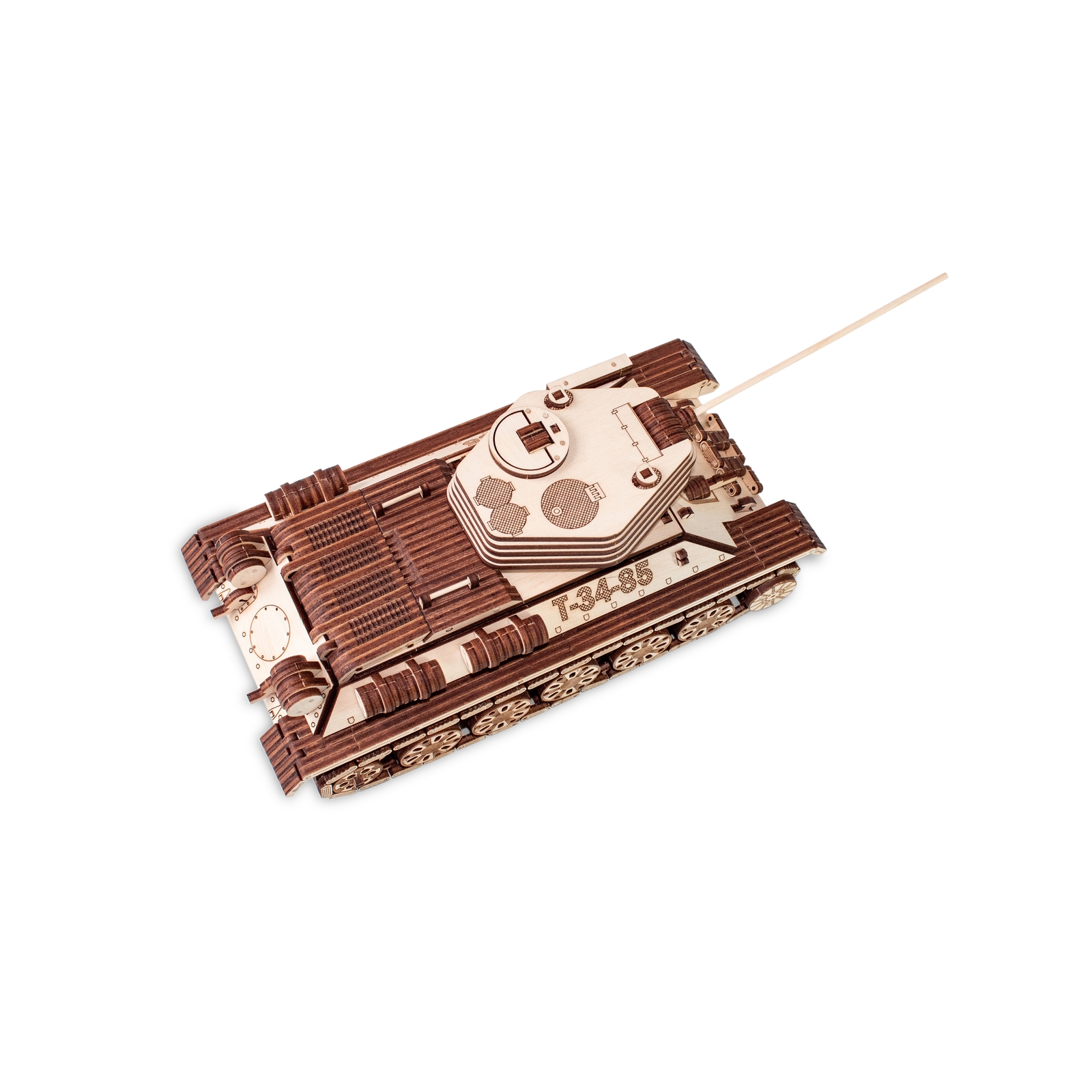 Конструктор Eco Wood Art Танк Т-34-85 деревянный 965 дет. - фото 12