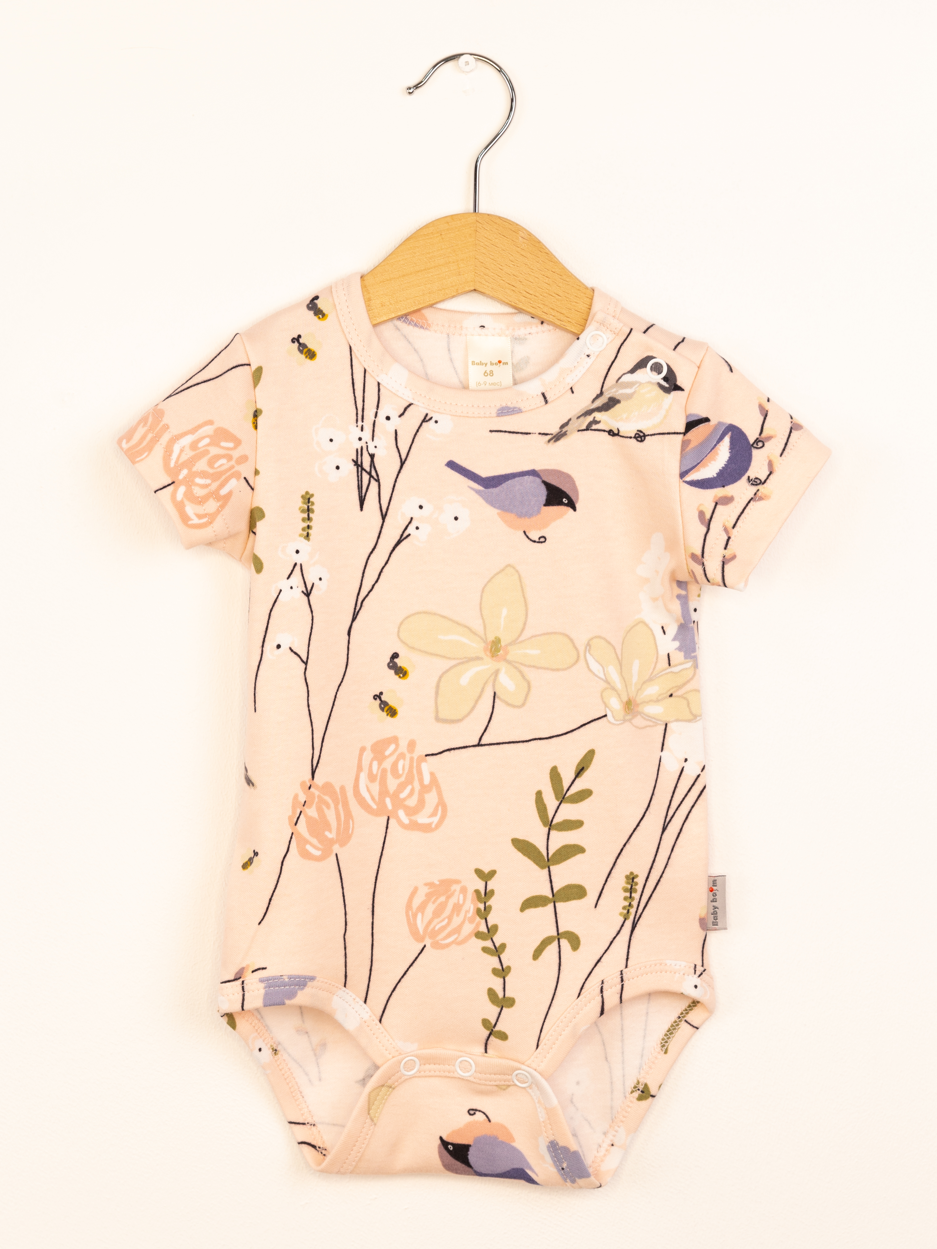 Боди Baby boom Б87/10013 Боди короткий рукав/птички на розовом - фото 1