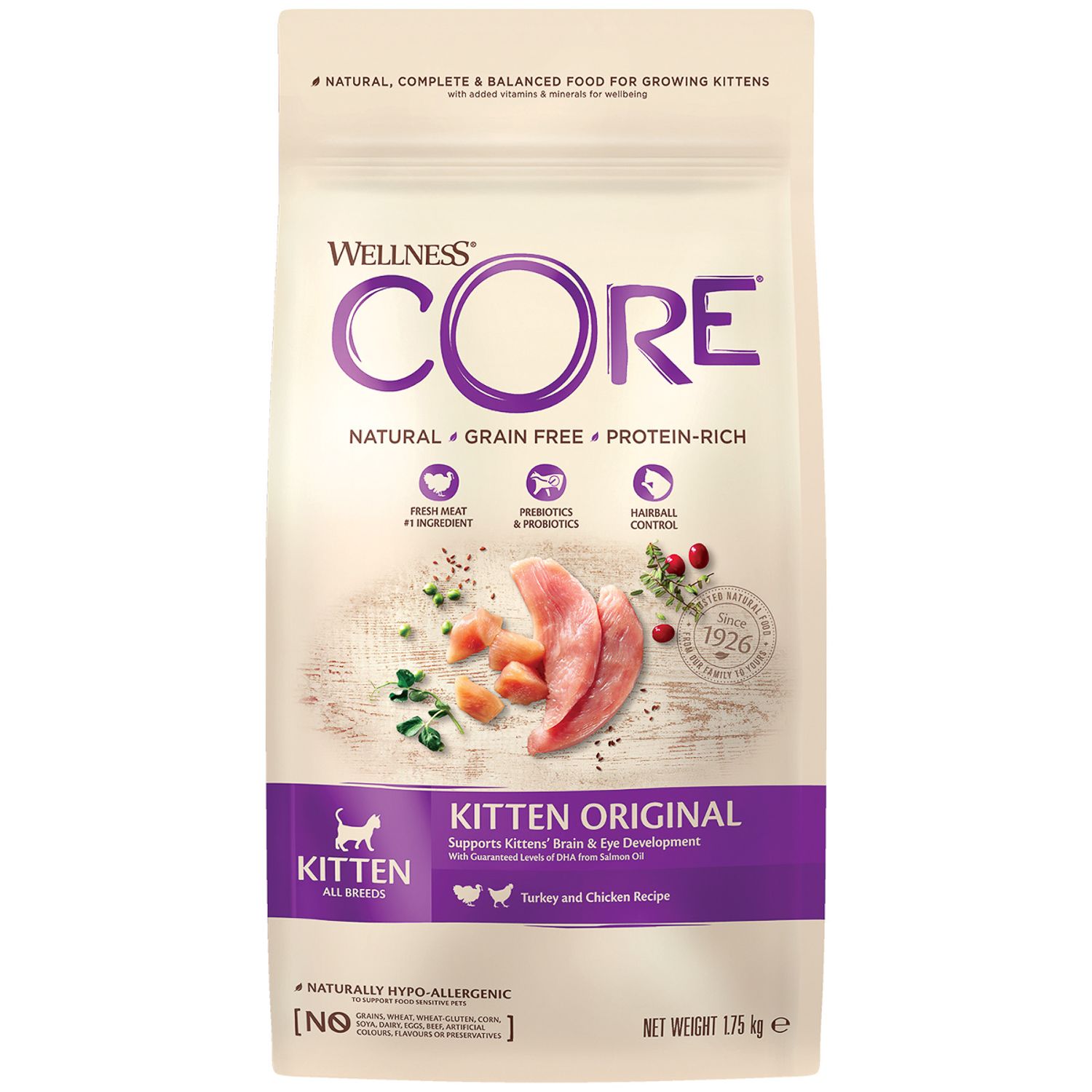 Корм для котят Wellness CORE 1.75кг индейка-лосось - фото 1