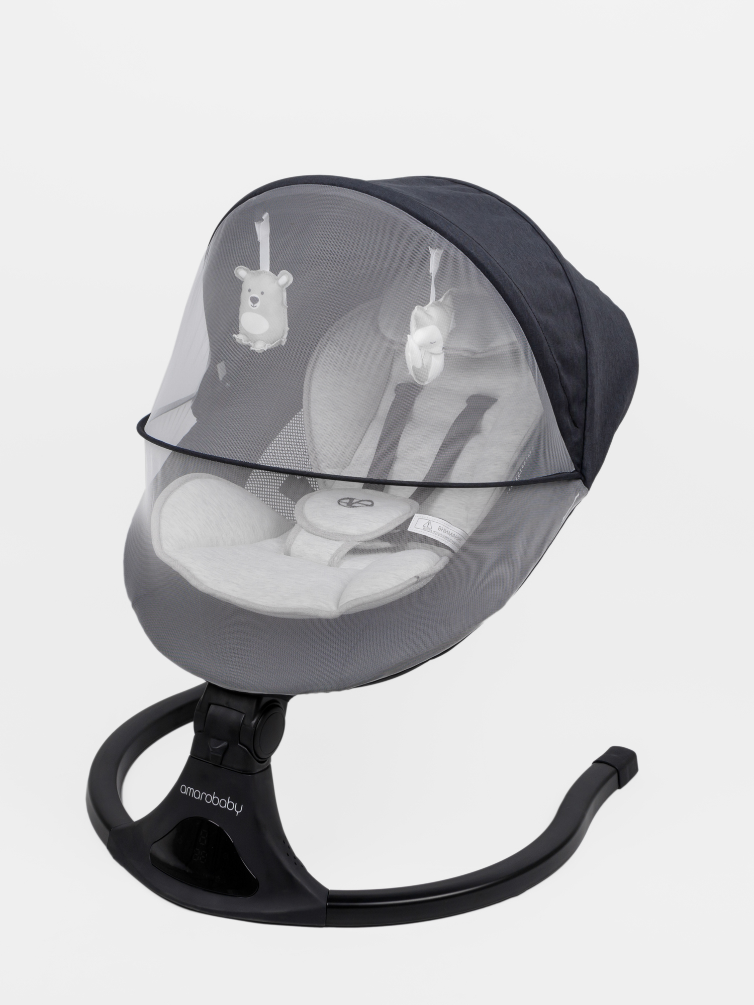Электронные качели детские Amarobaby Funny swing, серый - фото 30