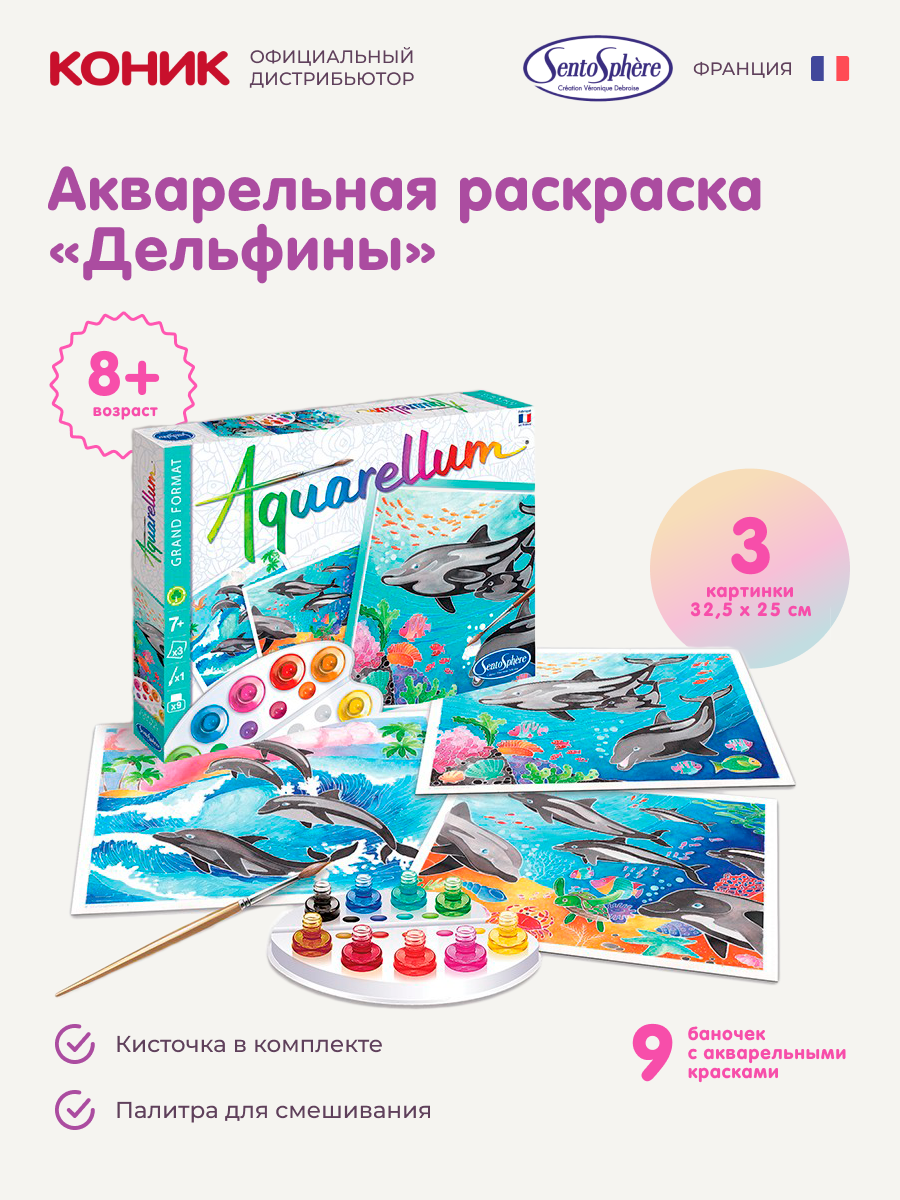 Картина по номерам SentoSphere Дельфины - фото 1