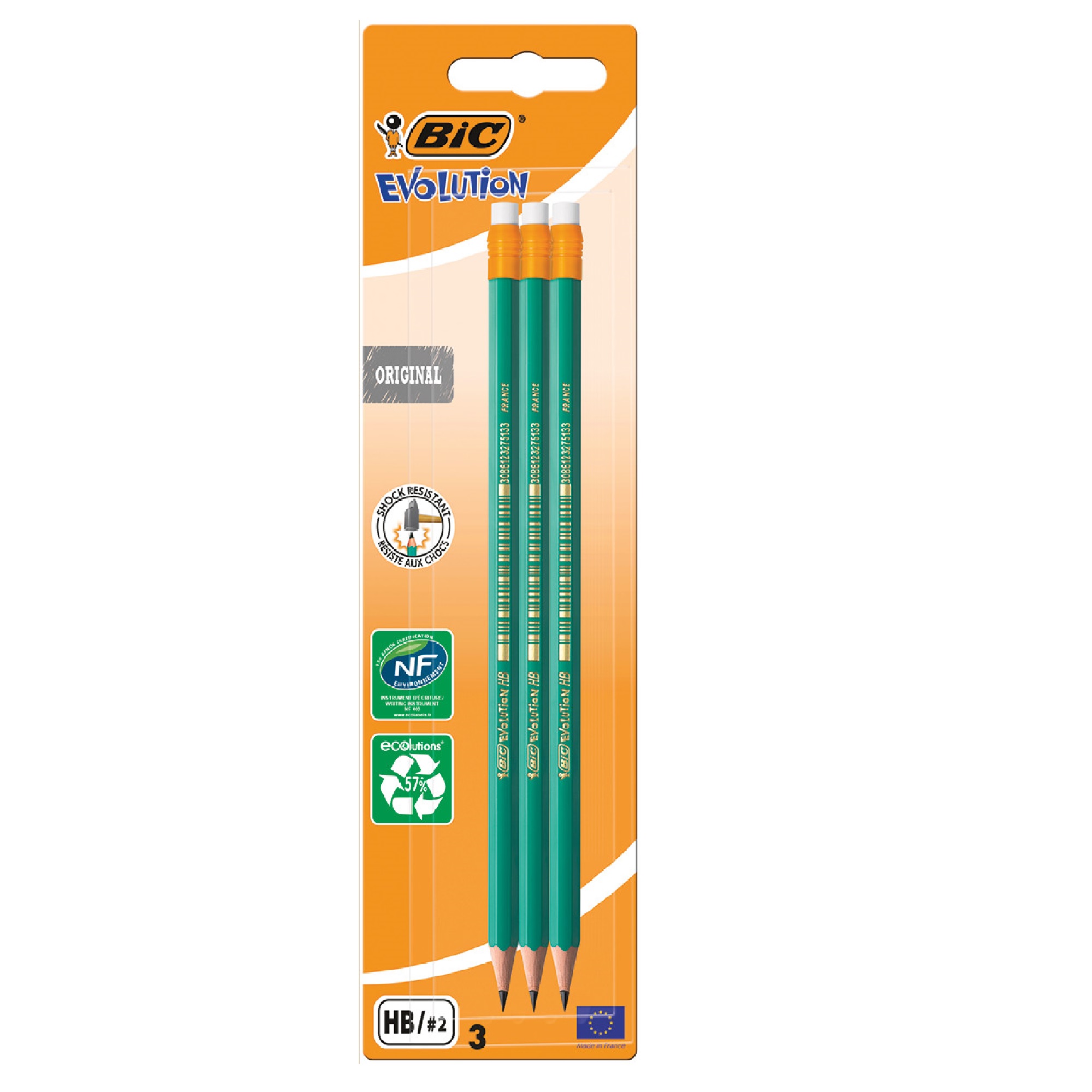 Карандаши чернографитные BIC 3 шт. - фото 1