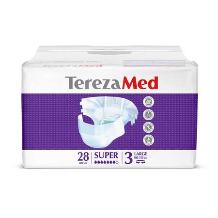 Подгузники TerezaMed впитывающие на липучках Super Large №3 100-150 см 28 шт