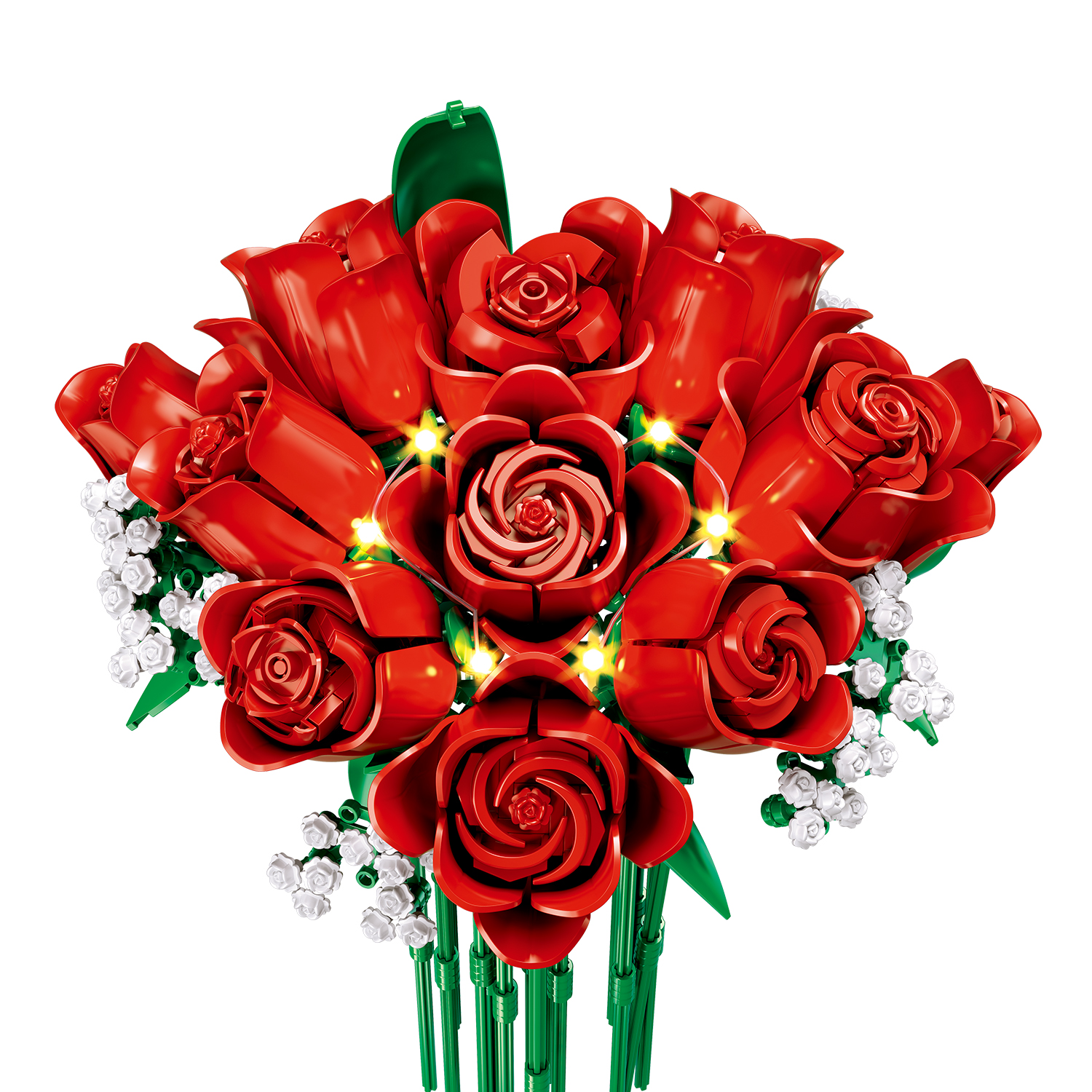 Изображение товара [Конструктор] Sluban Красные розы 654 дет. Светящийся букет высотой 34,25 см