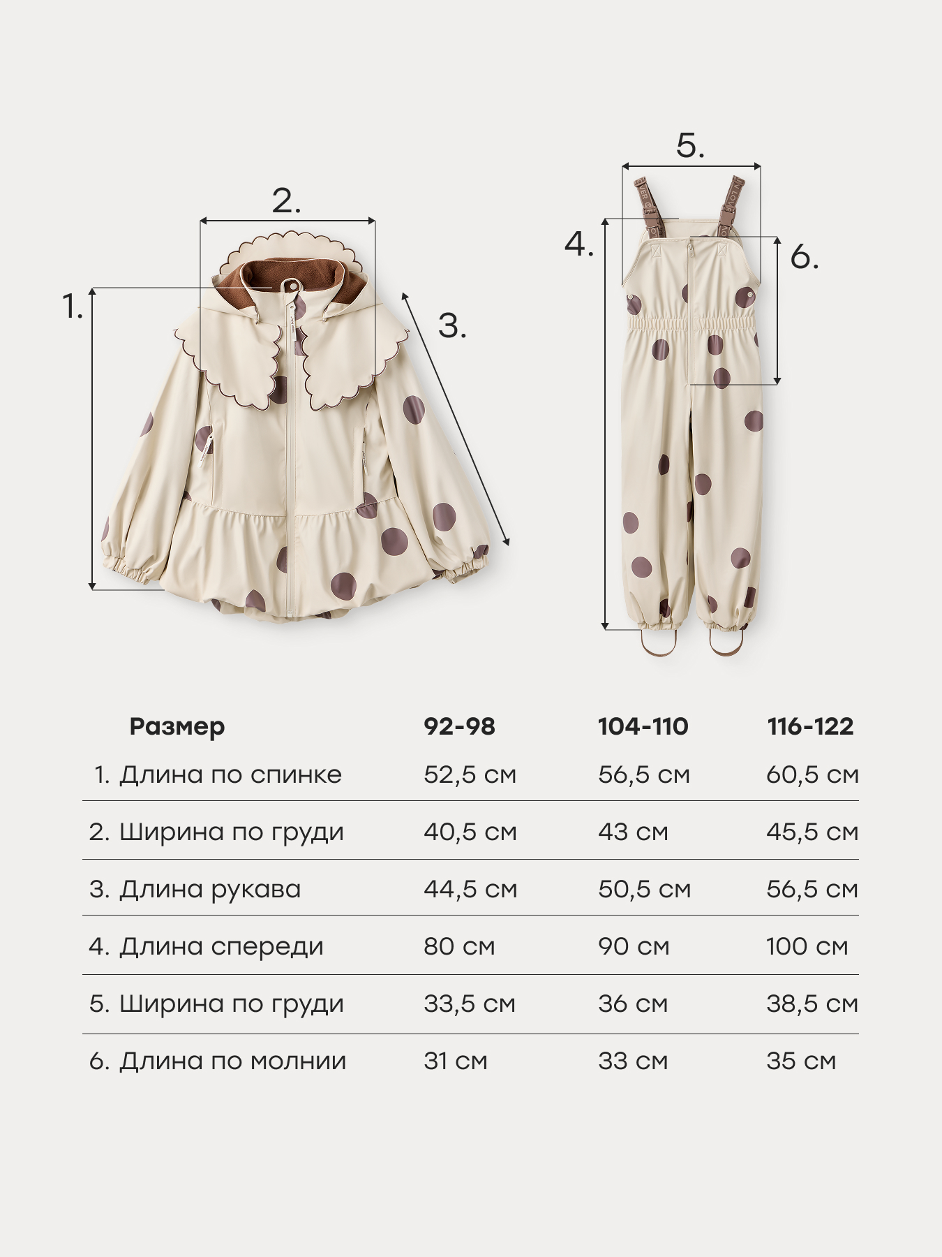Куртка и полукомбинезон Happy Baby 88500-1_бежево-шоколадный (горошек) - фото 10