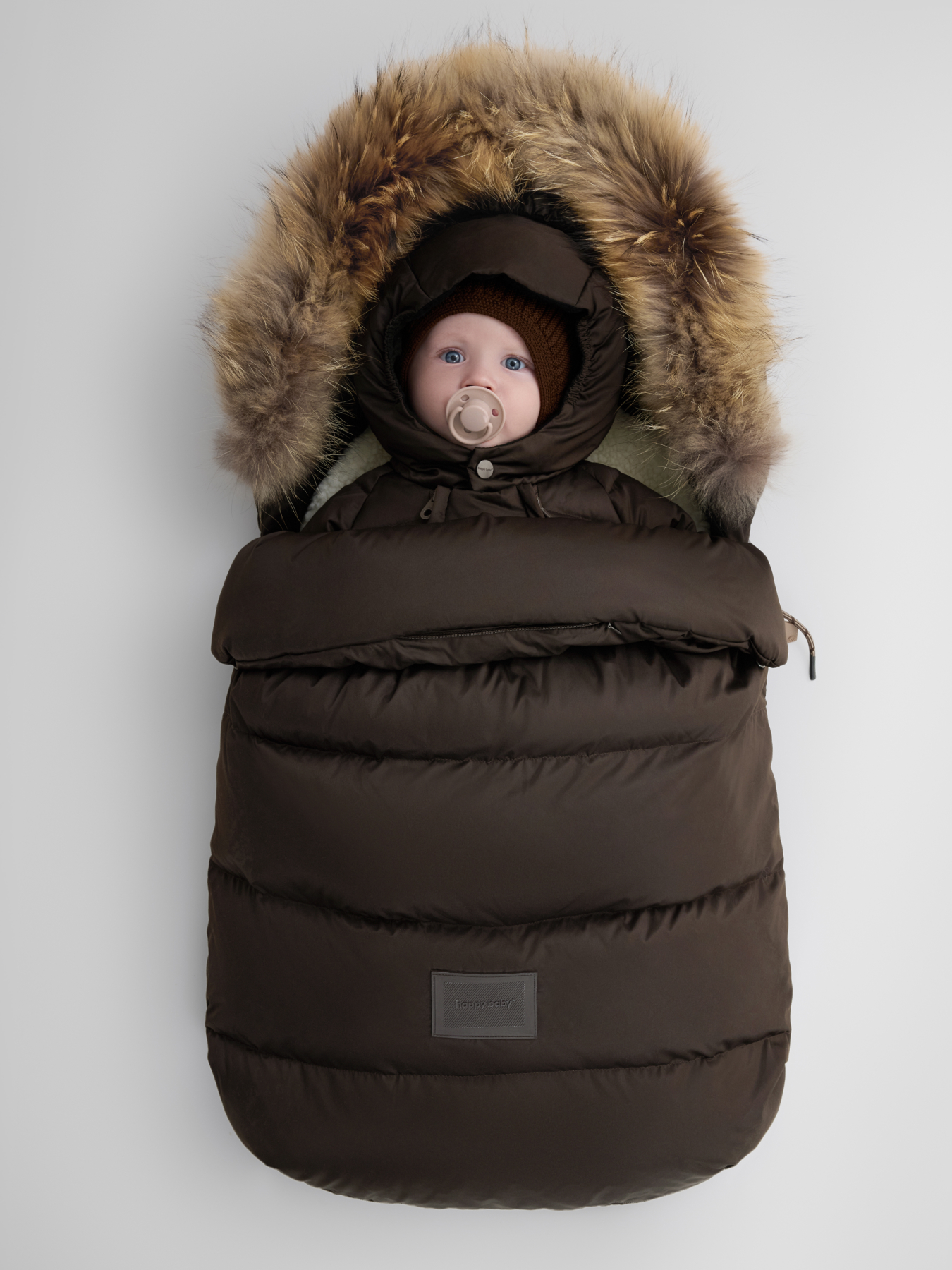 Конверт в коляску Happy Baby для новорожденных коричневый - фото 1