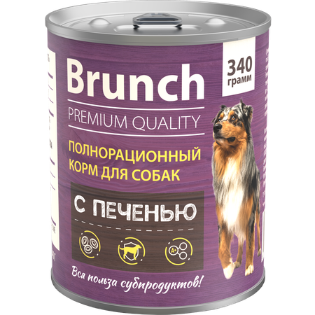 Корм для собак Brunch влажный полнорационный с печенью 340г