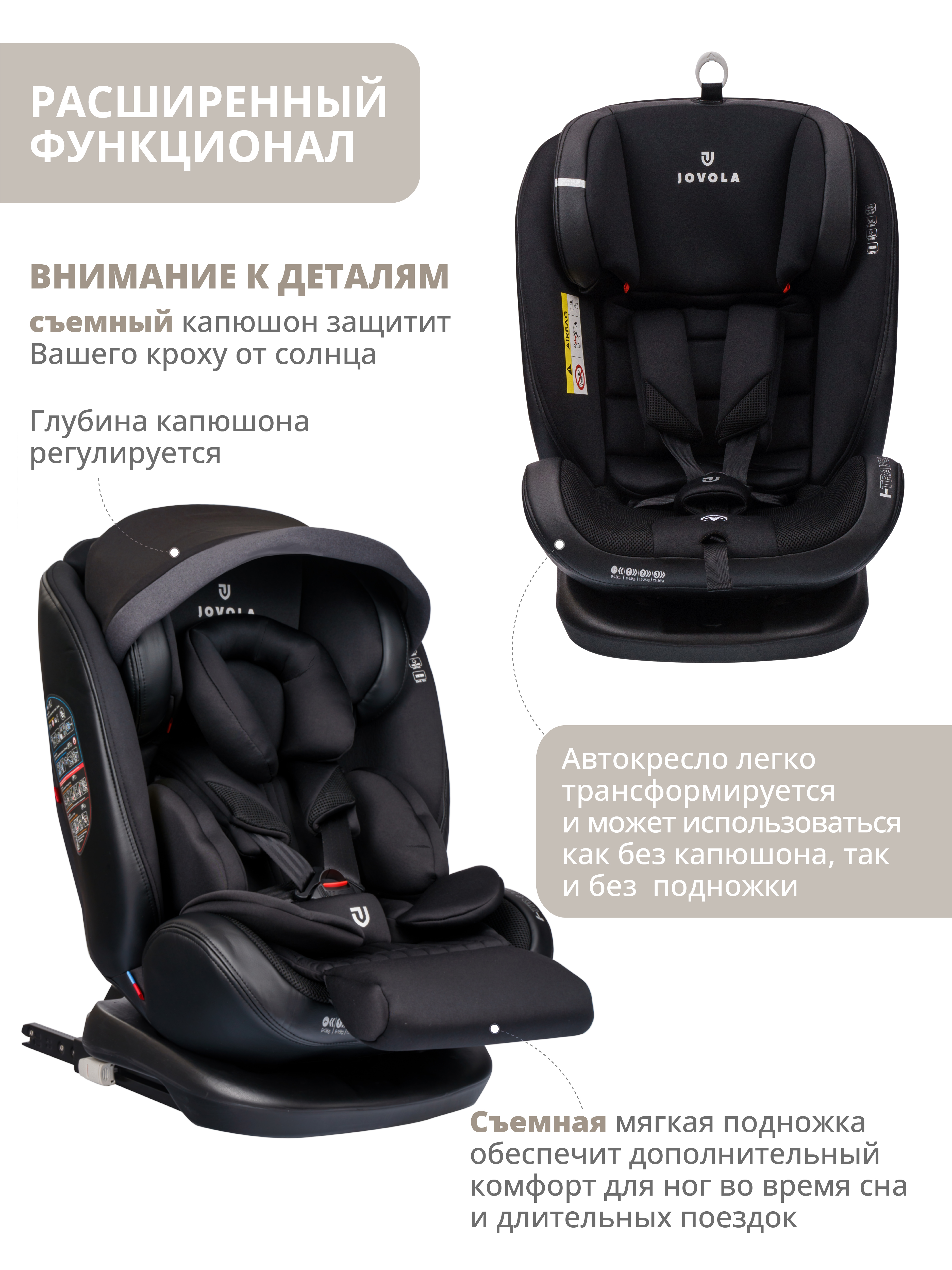 Автокресло JOVOLA I-TRAVEL Isofix 0+/1/2/3 (0-36 кг) - фото 5