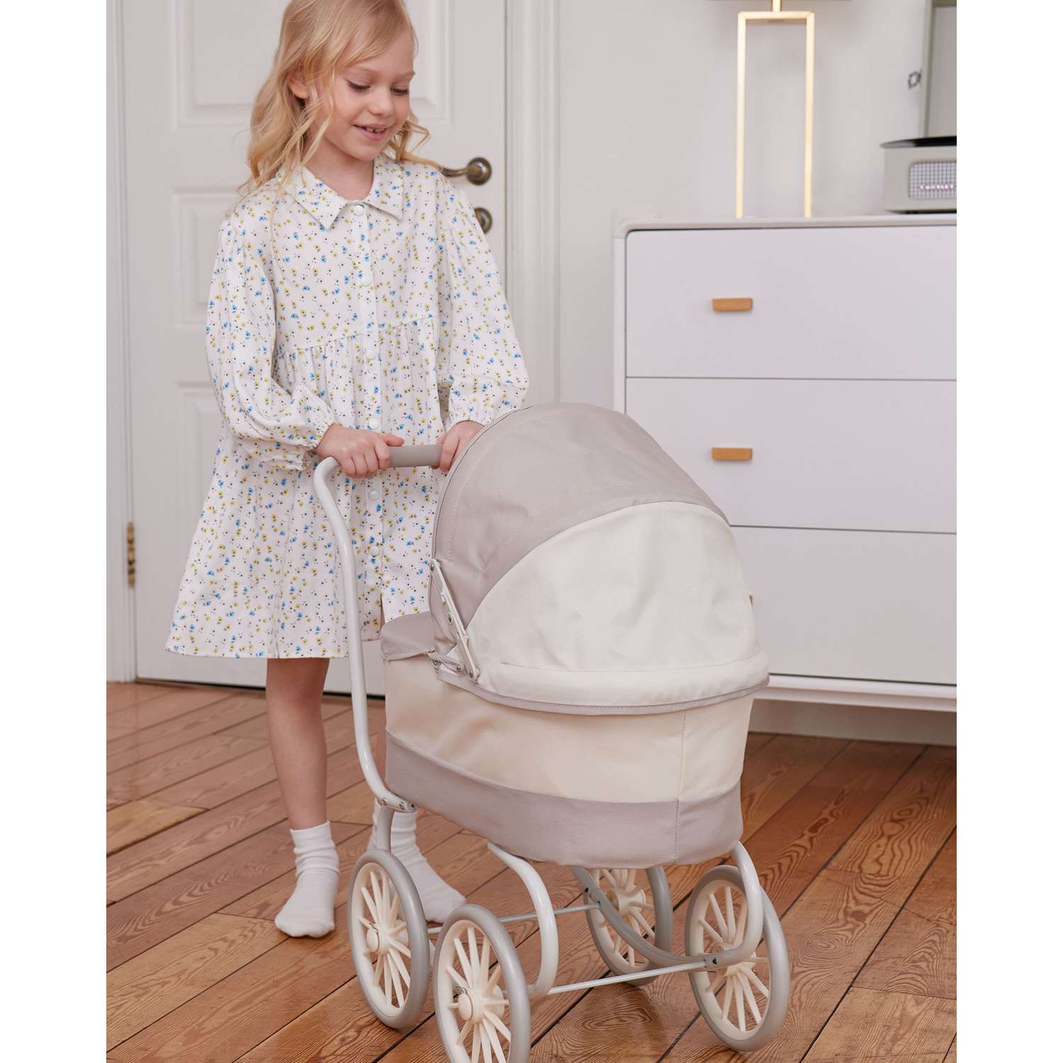 Люлька, коляска-люлька для кукол Demi Star 9678 beige/white - фото 12