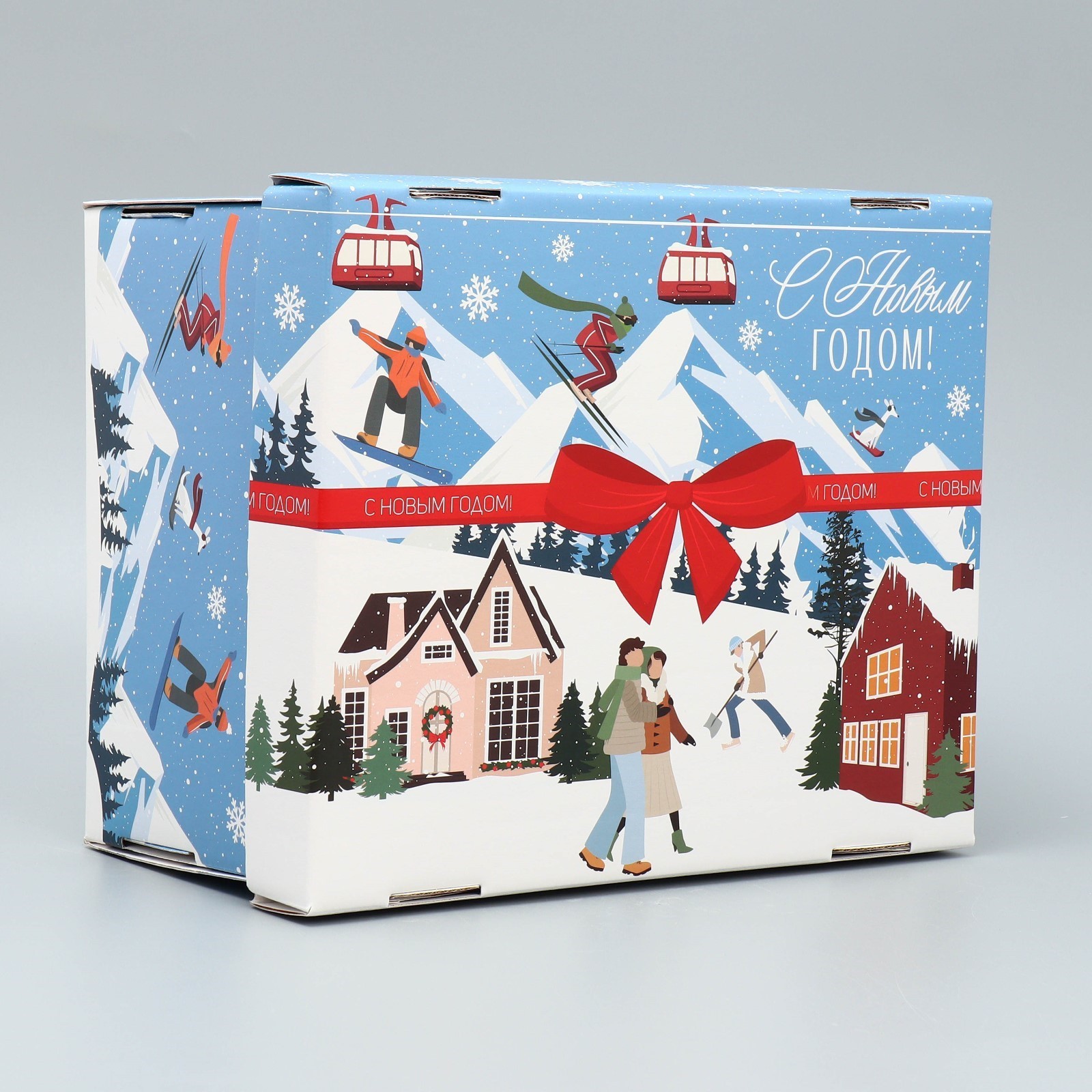 Коробка складная Дарите Счастье "Новогодний город", 31,2 х 25,6 х 16,1 см - фото 3