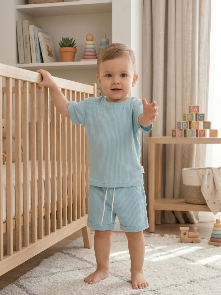 Костюм Супер Пупс кост/2пр/ажурриб/голубой - фото 2