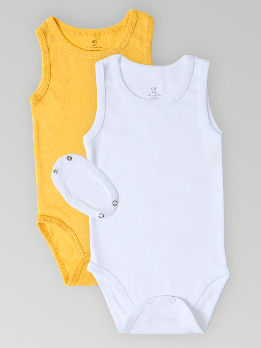 Боди 2 шт ALEX YVN Bdm2-57-белый-т.желтый - фото 1