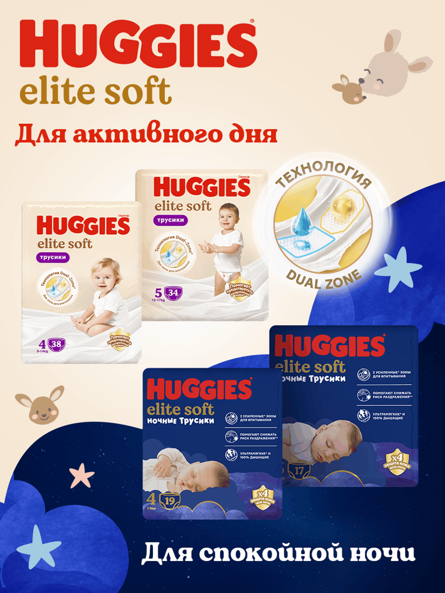 Трусики Huggies Elite Soft ночные 4 (9-14 кг) 19 шт. - фото 15