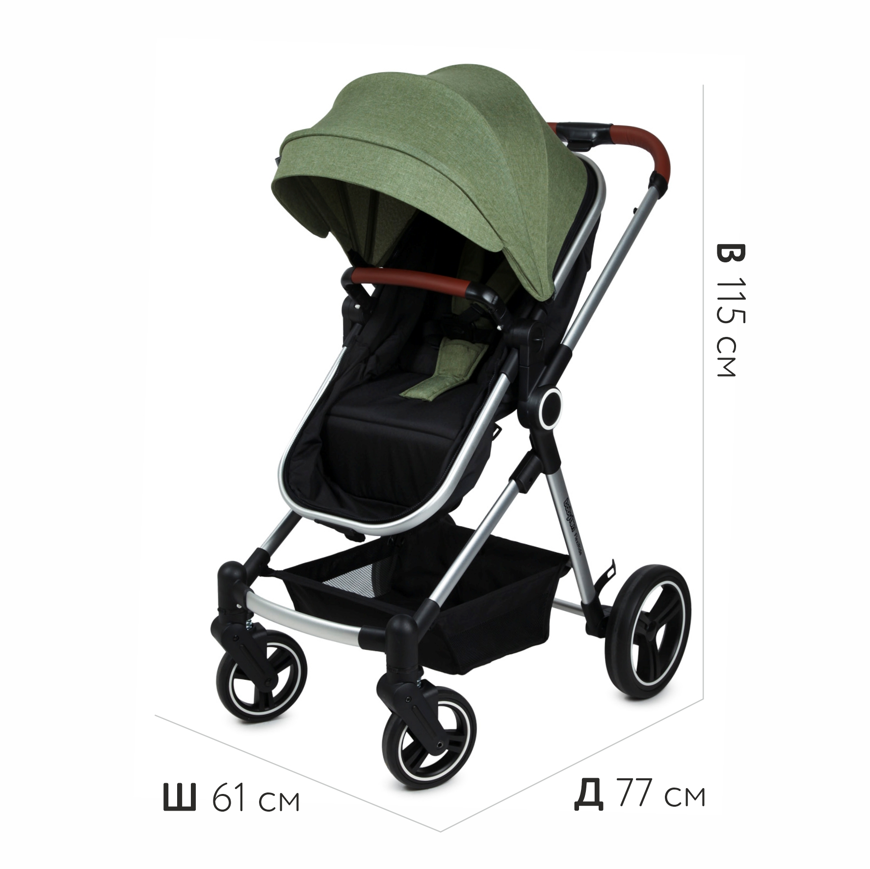 Коляска 3в1 Babyton Flexi Ride Black-Green - фото 14
