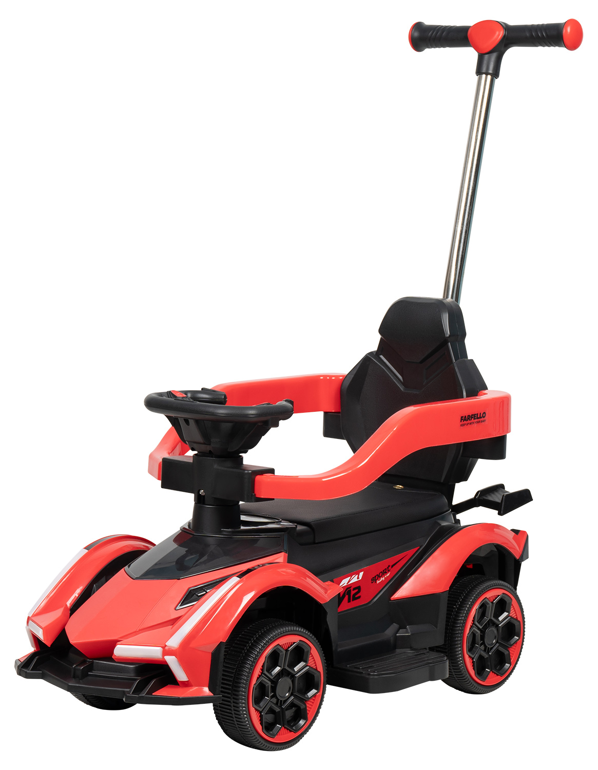 Каталка Farfello K256 с ручкой красный - фото 8