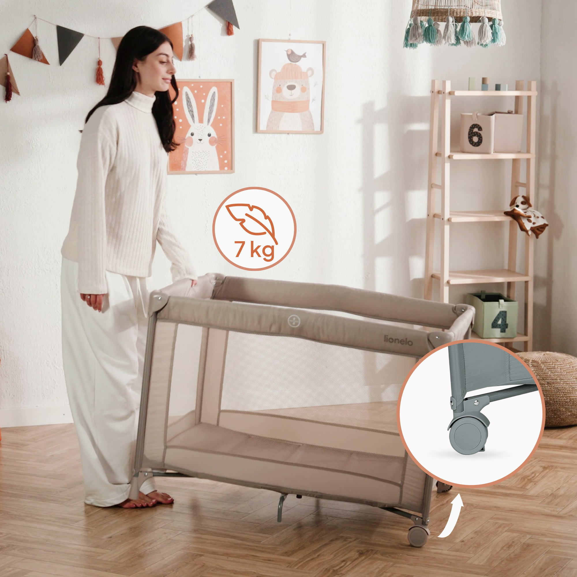 Манеж кровать Lionelo серый LO-AMELIE GREY CONCRETE - фото 6