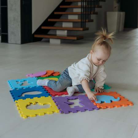 Развивающий коврик-пазл ElBascoToys Животные 9 элементов 28х28 см