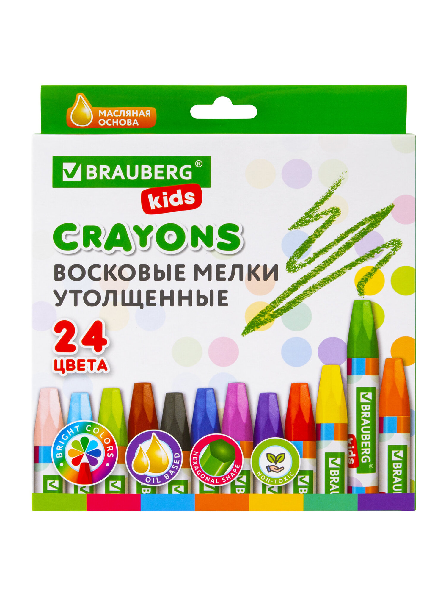 Восковые мелки Brauberg 24 шт. - фото 9