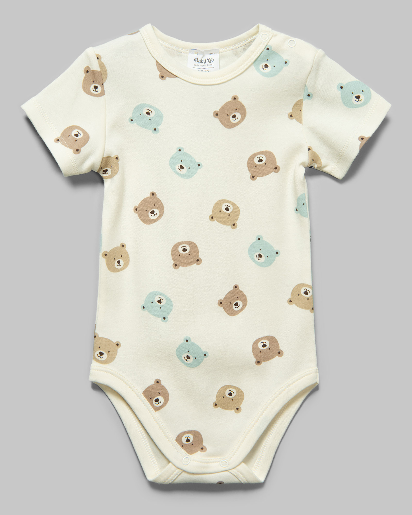 Изображение товара Боди BabyGo 80 для мальчика 100% хлопок молочный с медвежатами