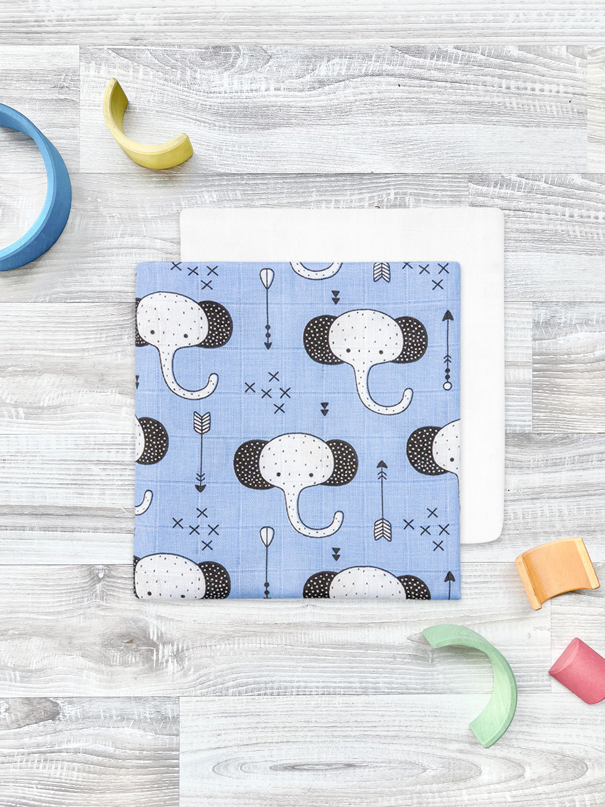 Пелёнка Mjolk Слоники/White муслин 2 шт. - фото 2