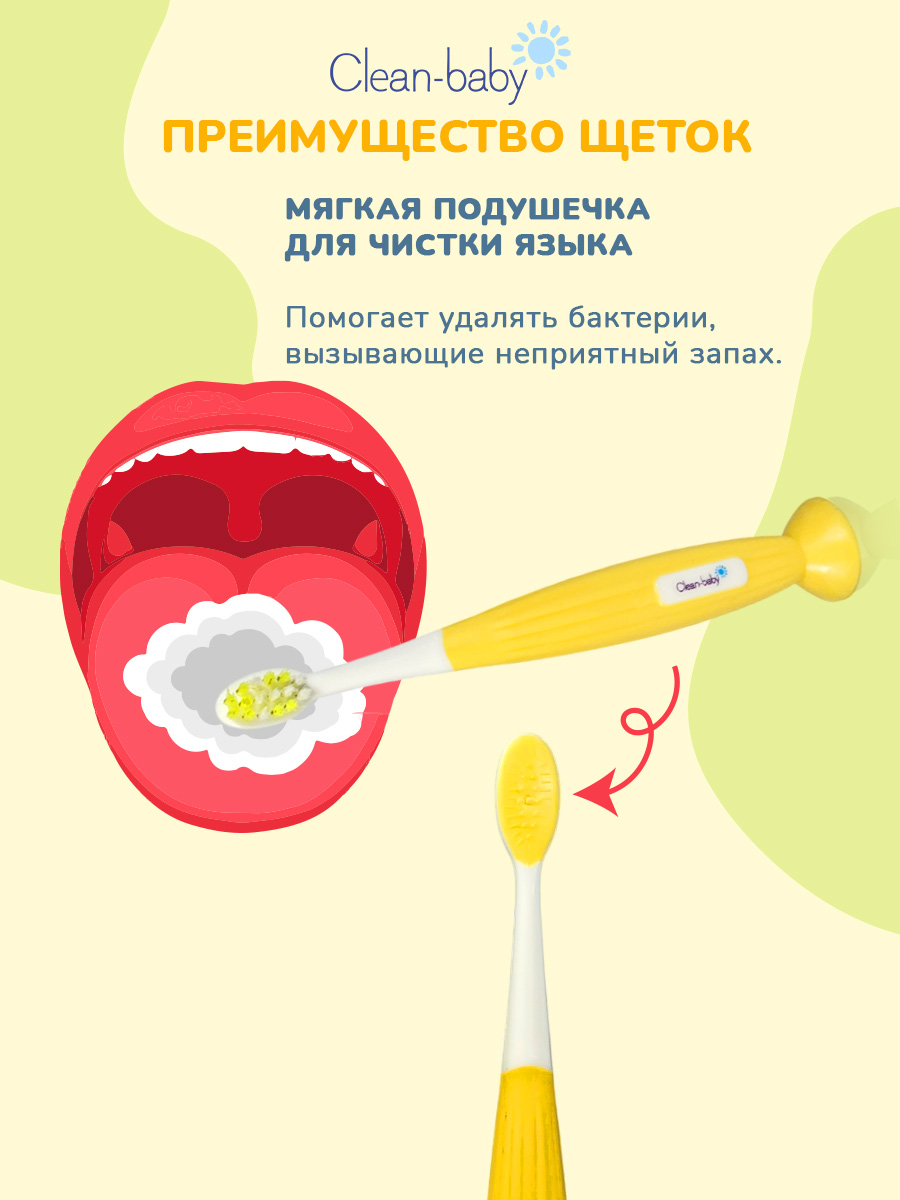 Зубная щетка классическая Clean-baby от 0 лет 2 шт. - фото 5