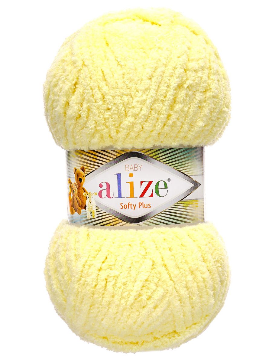 Пряжа для вязания Alize softy plus 100 г 120 м микрополиэстер мягкая плюшевая 13 желтый 5 мотков - фото 4