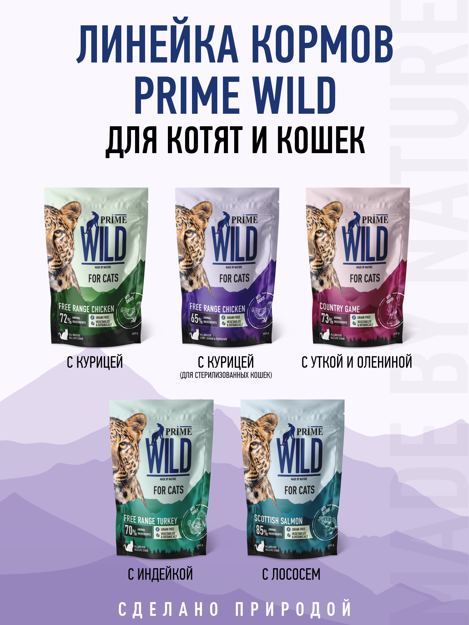 Корм для кошек сухой для стерилизованных Prime WILD беззерновой на курице 500г - фото 16