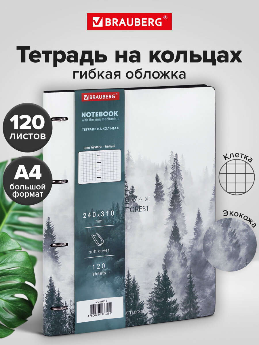 Тетрадь со сменным блоком Brauberg клетка 120 лист. - фото 1