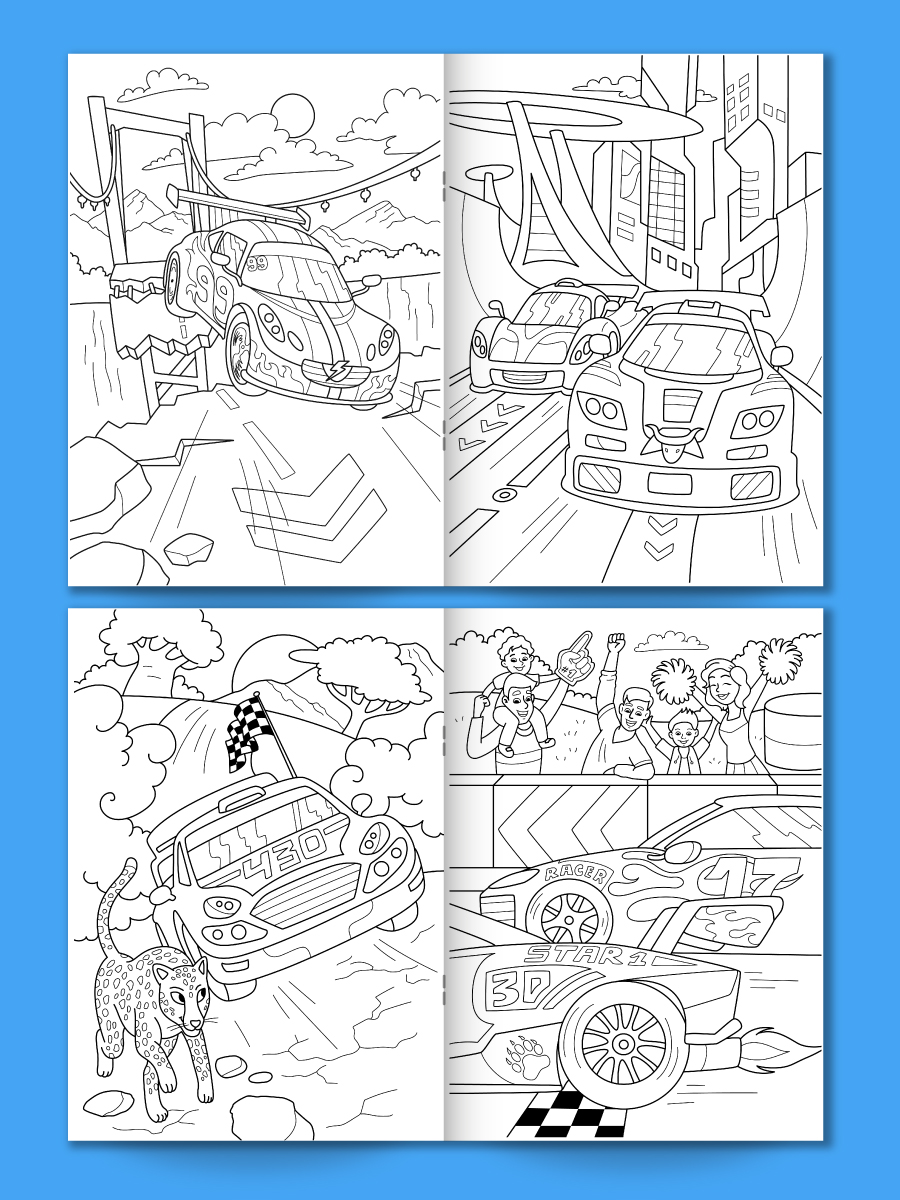 Раскраски Проф-Пресс с машинками. Набор из 4 шт. Гоночные машины Мегатачки Суперкары - фото 8