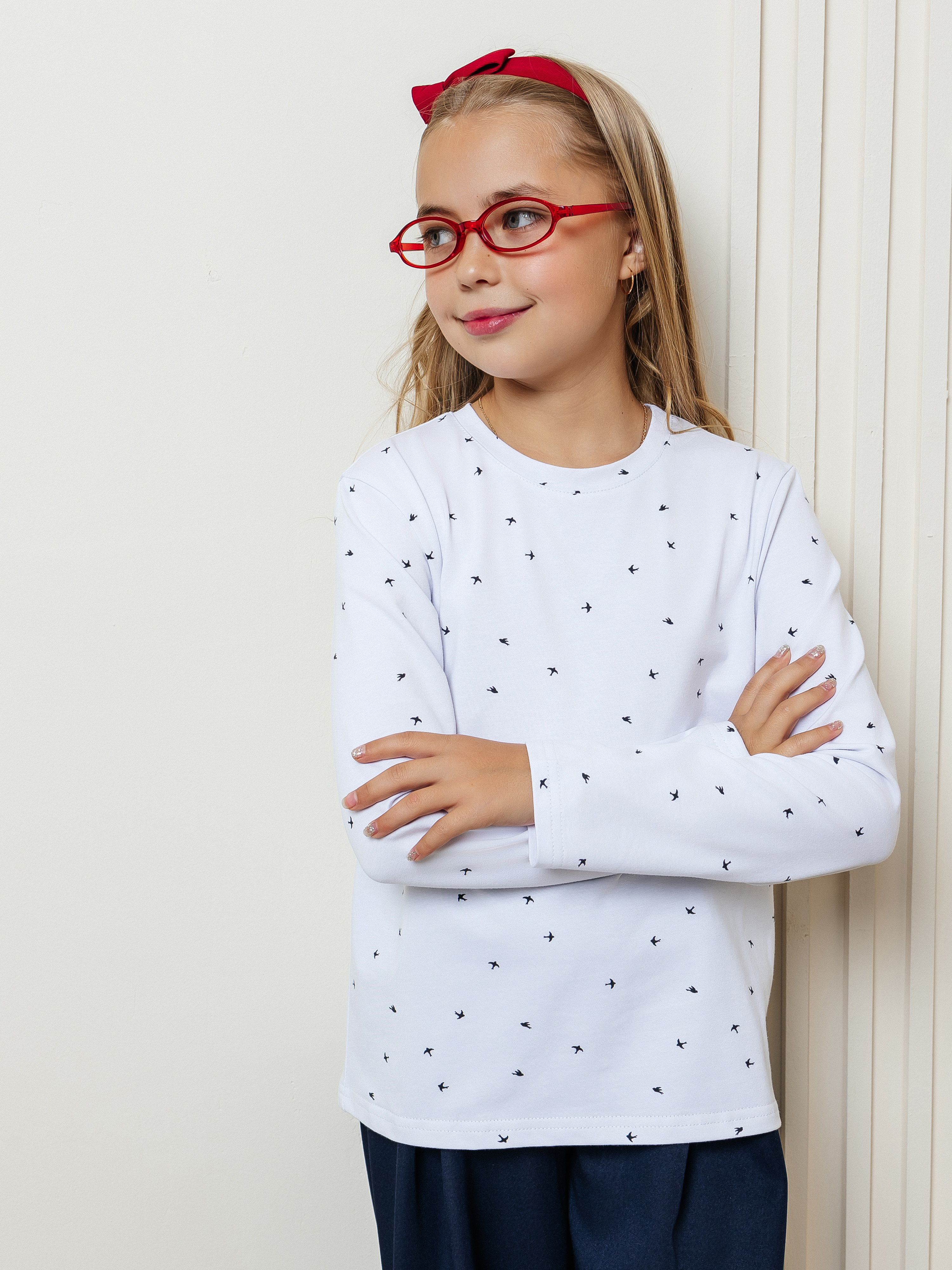 Лонгслив Селтекс Ю_ДК1 белый/ласточки черный - фото 4