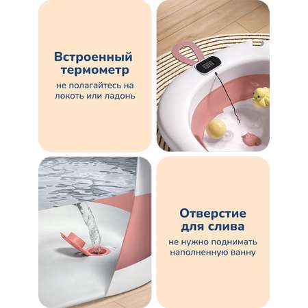 Ванночка для купания новорожденных Play okay складная с термометром