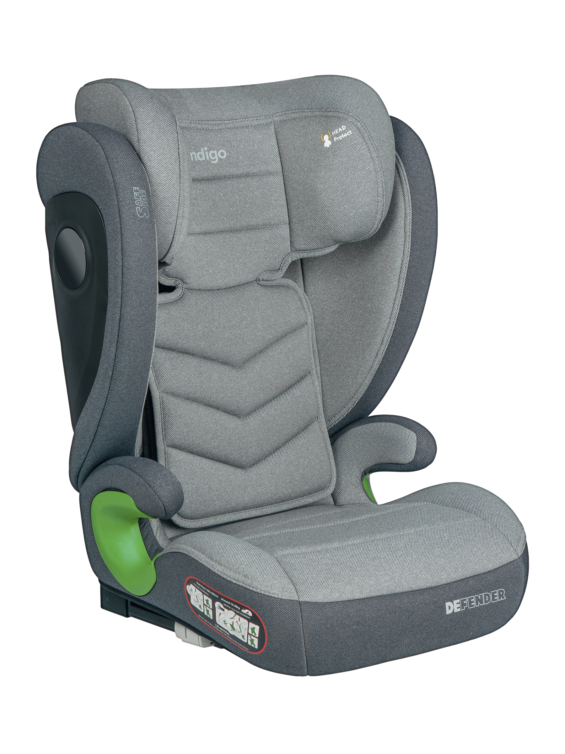 Автокресло Indigo DEFENDER, I-SIZE, светло-серый Isofix 2/3 (15-36 кг) - фото 12