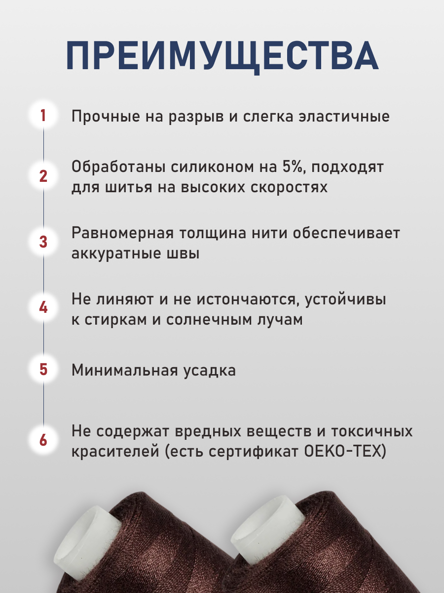 Нитки для шитья 40/2 Bestex 10шт цв 58 - фото 3
