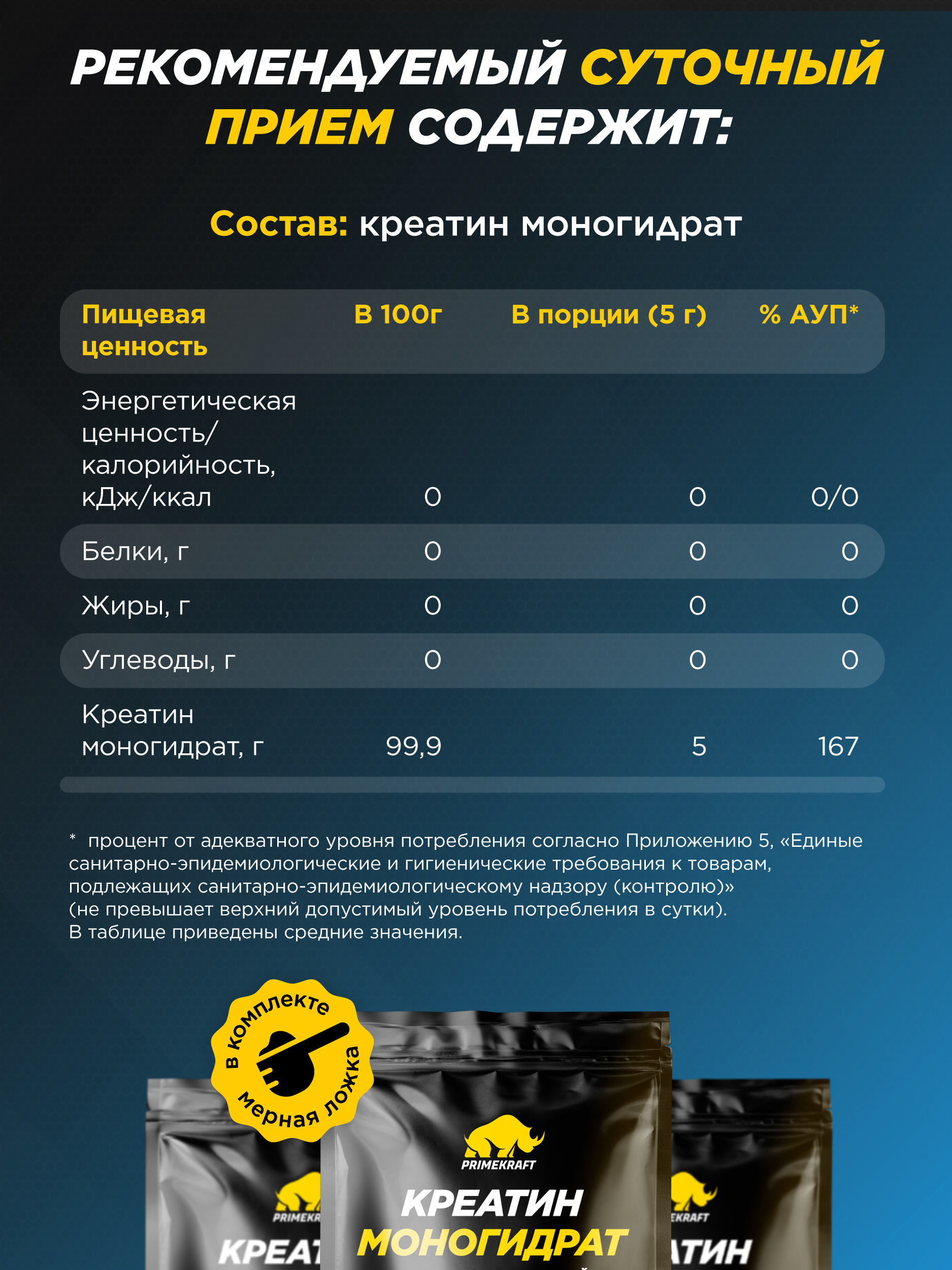 Креатин Моногидрат Prime Kraft чистый 500 гр. - фото 2