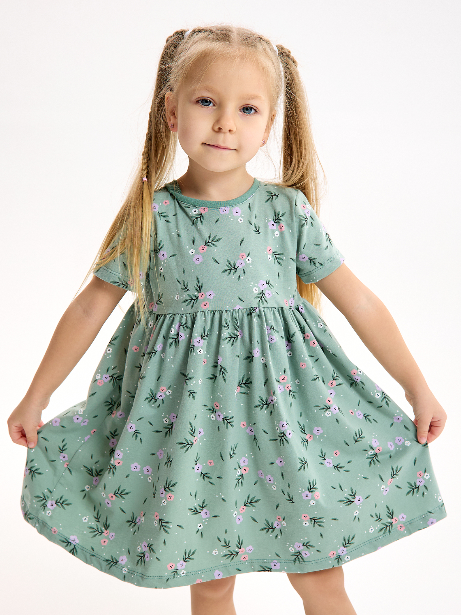 Платье LEVAKIDS платье для девочки с коротким рукавом_сказочные цветы - фото 1