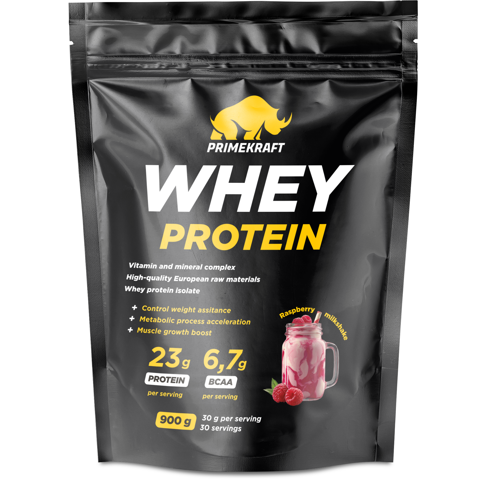 Сывороточный протеин Whey Prime Kraft со вкусом Малиновый милкшейк 900 г - фото 1
