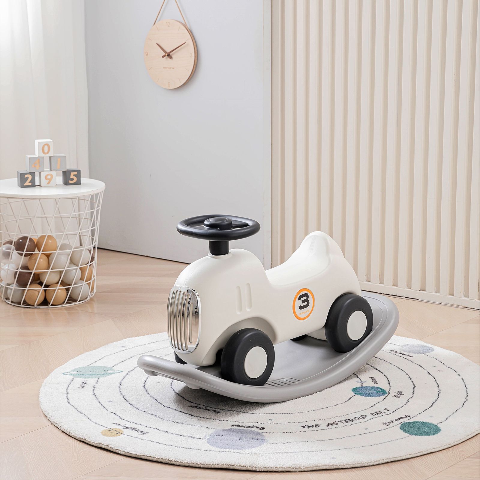 Качалка UNIX Kids Первая Машина/First Car 3 в 1 серый - фото 1