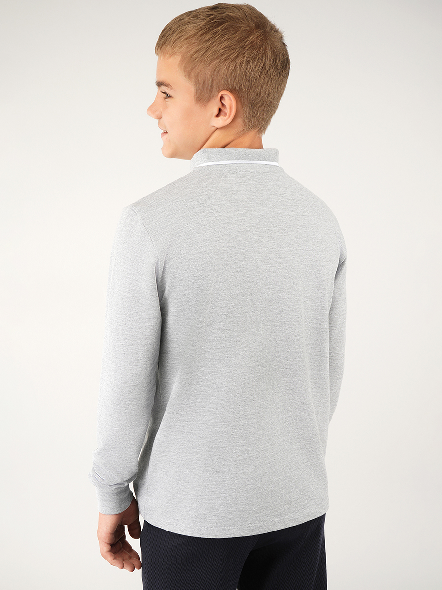 Рубашка-поло HappyFox HF77146серыймеланж.с.белой.полоской - фото 6