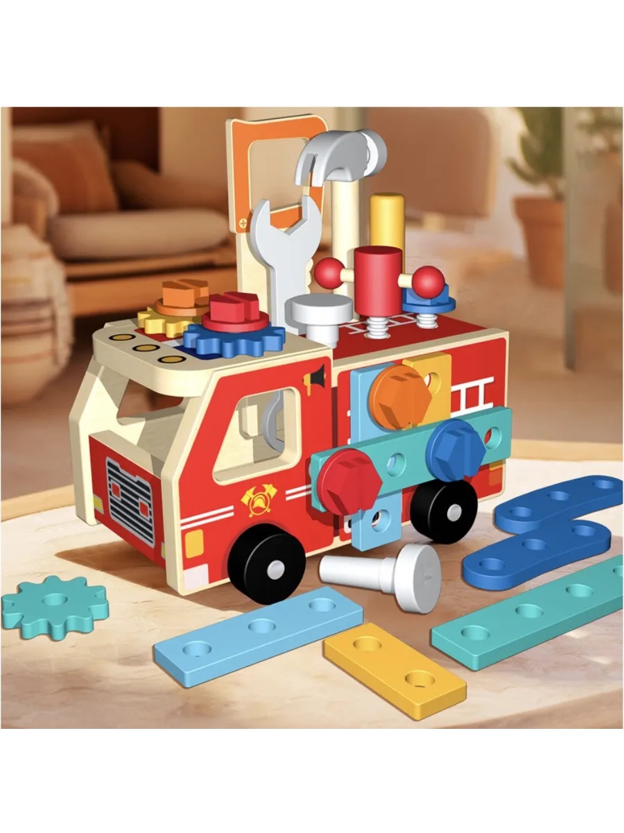 Конструктор CASTLELADY машинка с инструментами деревянный 31 дет. - фото 2