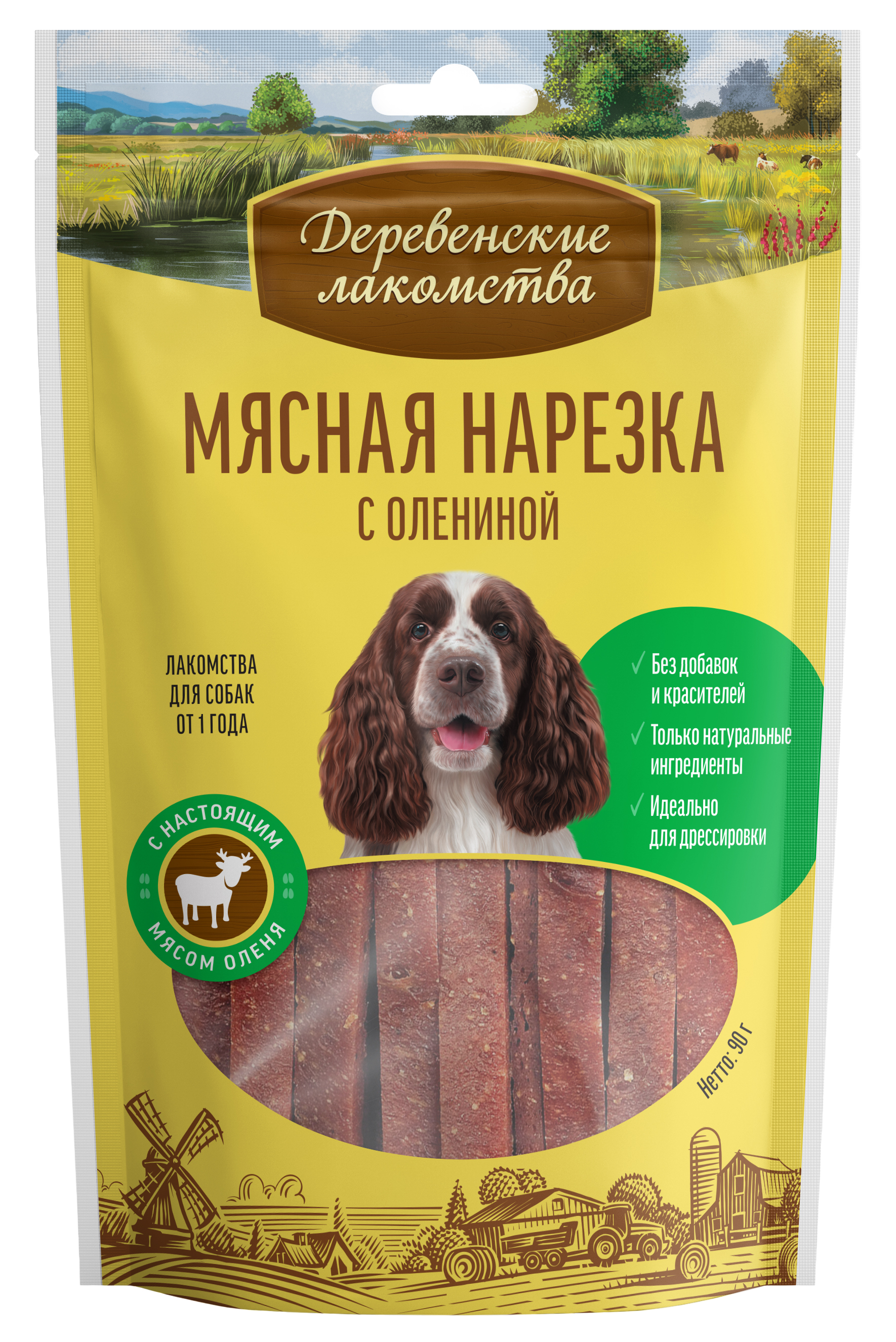 Лакомство для собак Деревенские лакомства 90г мясная нарезка с олениной - фото 1