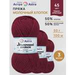 Пряжа для вязания Astra Premium Молочный хлопок 50 г 100 м 3 шт